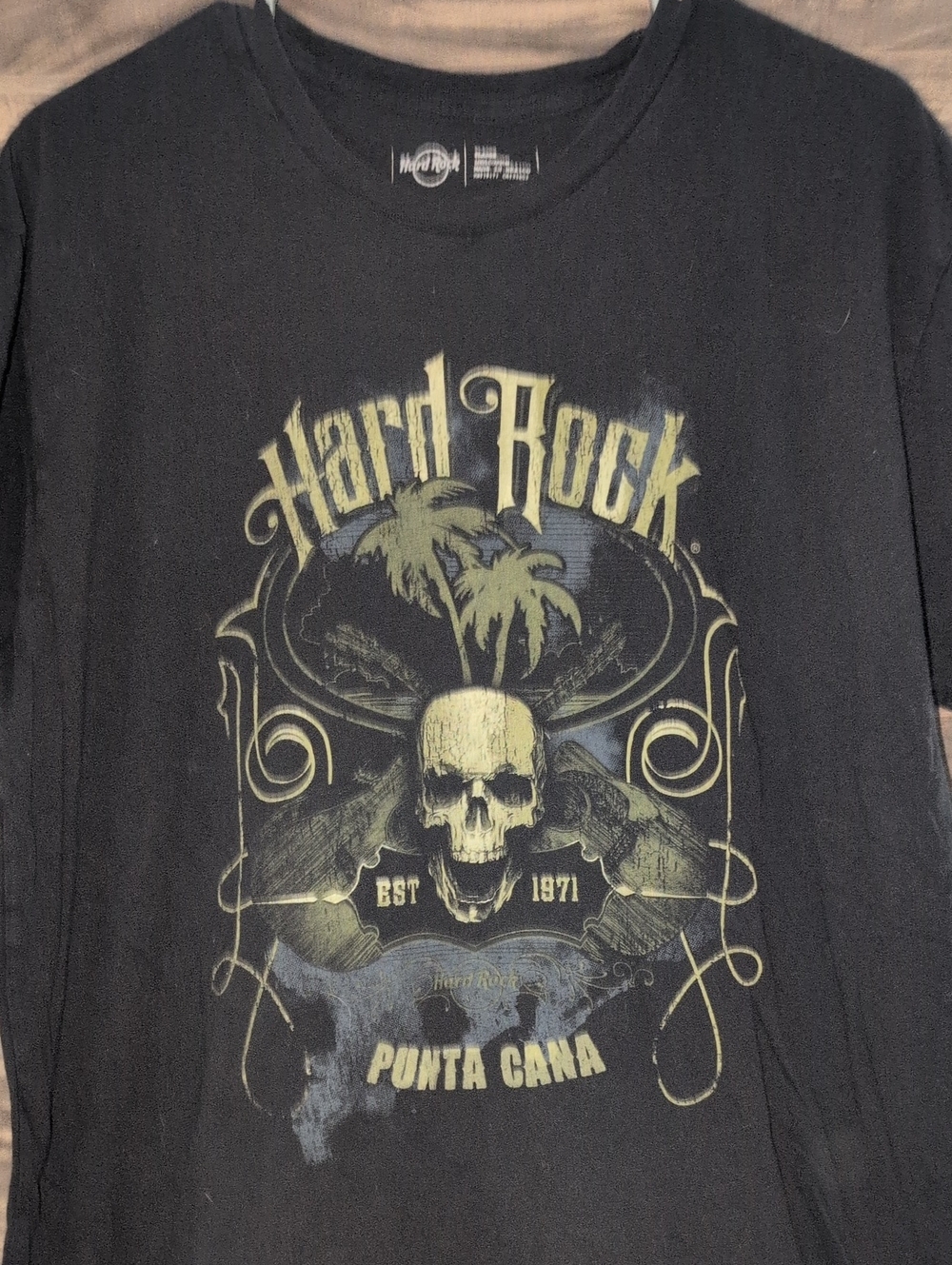 Hard Rock Cafe Punta Cana Skull Graphic T-Shirt Men's Size XL Black Cotton